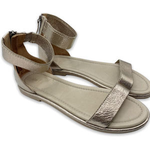 FRYE Women's Leather Tait Ankle Strap Zip Sandals in Bronze Multi Size 10 M